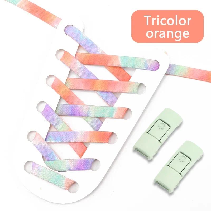 No Tie Shoelaces Flat Metal Press Lock Elastic Shoe Laces For Sneaker 1 Second Quick On/off Lazy Shoes Lace Accessories Unisex