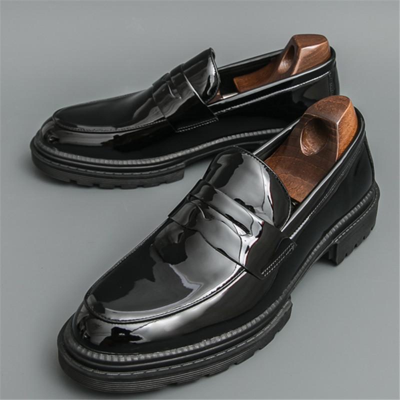 Мода Новое Поступление Мужские Черно-Белые Смешанные Толстоподошвенные Свадебные Туфли Мужские Платформа Лоферы Zapatos Hombre 38