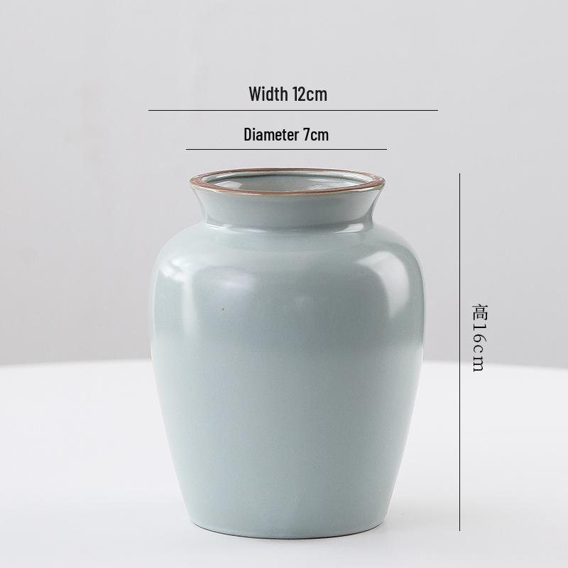Elegant Celadon Vase: Classical Ru Kiln Ceramic for Hydroponic Flower Arrangements and Living Room Decor
