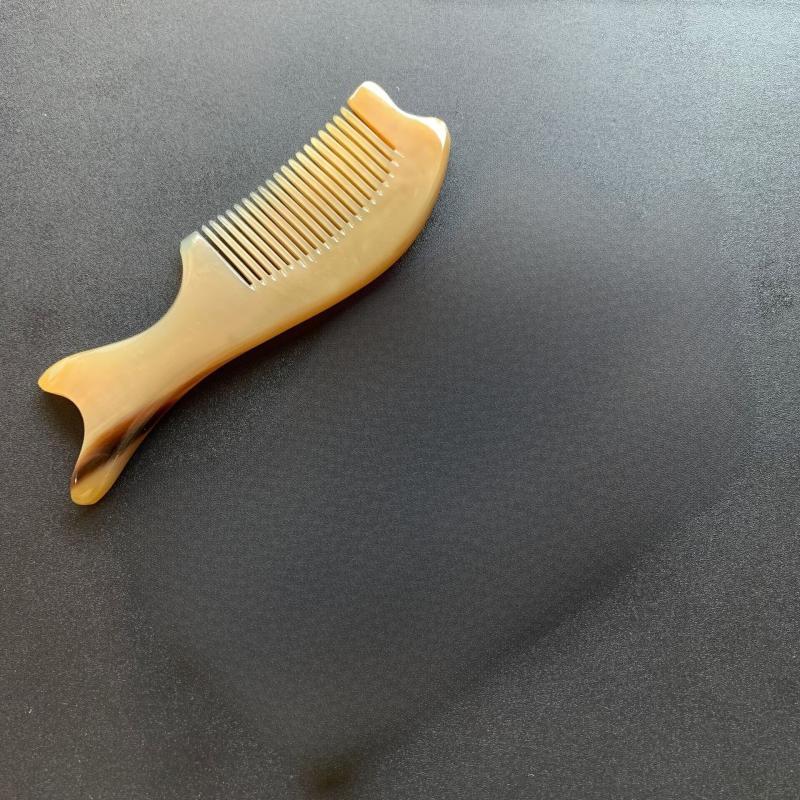 Ox Horn Meridian Massage Comb with Swallowtail Handle