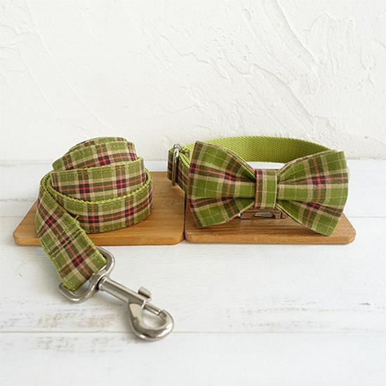MUTTCO Pet Bow Tie Leash and Collar Set - Alloy Dog Collar with Bow Tie Attachments, UDC-041 M