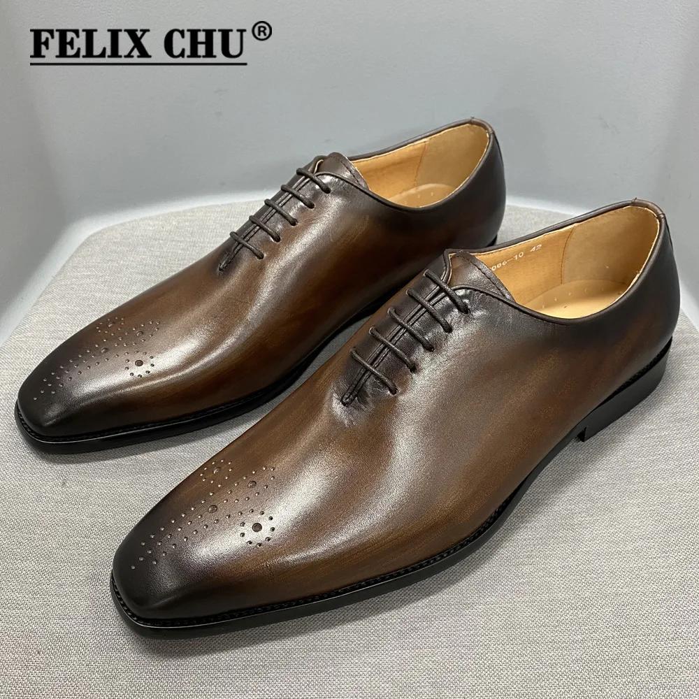 Fashion Mens Formal Shoes Genuine Leather Hand Painted Whole-cut Oxford Shoes for Men Italian Dress Shoes for Business Office Company
