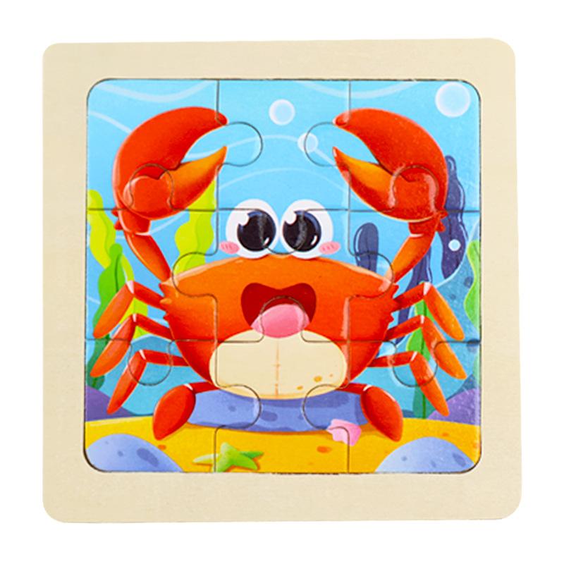 Small Children's 9-piece Wooden Plane Puzzle Cartoon Animation Puzzle Baby Educational Early Education Toy