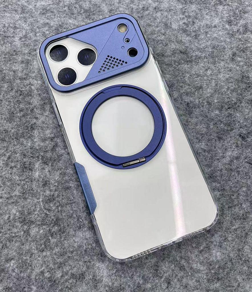 360° Rotating Magnetic Stand Case with Metal Lens for iPhone 17 Pro Max