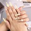 Silk Champagne Stacked Diamond Cat Eye Long Ladder Nail Pieces