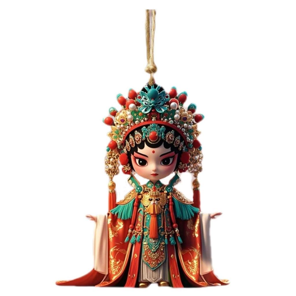 Oriental Opera Car Charm - Vintage Acrylic Pendant, Chinese Style Character Hanging Ornament for Car Mirror