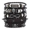 5-Piece Men's Leather Bracelet Set Stylish Studded Design Hip Hop Teens Boys Jewelry Accessories Adjustable PU Leather Hand-woven Bracelet