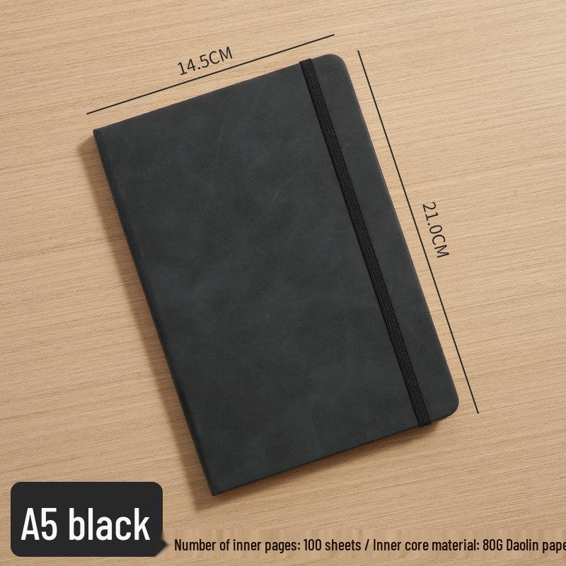 A5 Hardcover PU Strap Notebook - Thickened, Elegant Business Office Diary
