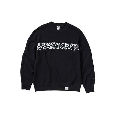 Uniqlo Keith Haring Cartoon Character Print Crewneck Sweatshirt Unisex Sweatshirt Black 446370-09