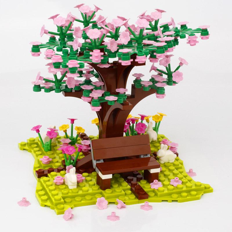 Street View Children's Toys Tree Stools Plants Toy Gifts Flowers Colorful tree Compatible MOC Accessories City Building Blocks Children's Park