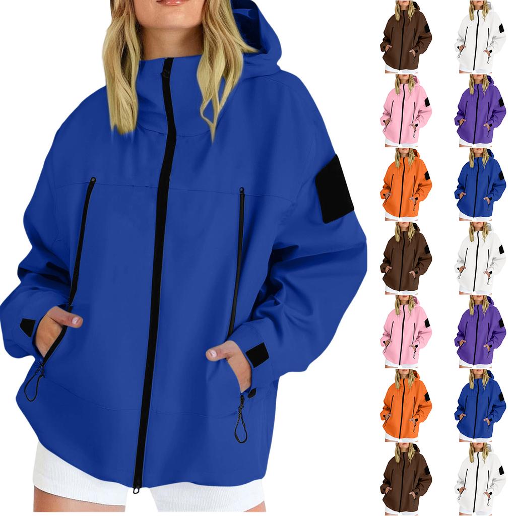 Women's Loose And Comfortable Solid Color Long Sleeved Zipper Hooded Sweatshirt