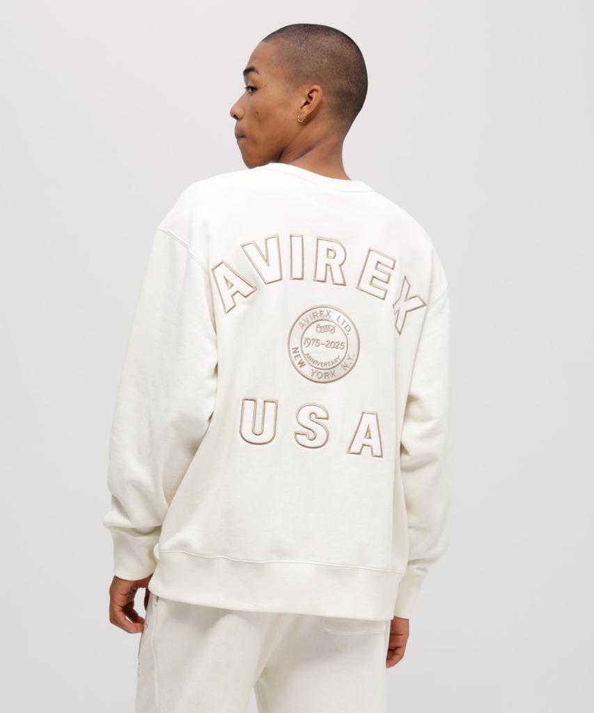 AVIREX 50th Varsity Crewneck Sweat Men's 2XL 033 Off-white 783-5232004
