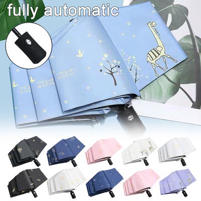 Folding Automatic Umbrella Men And Women Students Cute Sun Umbrella Sunshade Anti-ultraviolet Rain And Sunny Dual-use Umbrella