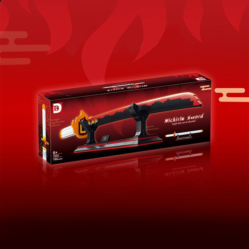 790PCS Demon Slayer Rengoku Kyoujurou Sword Anime Ninja Building Blocks Knife Weapon Toy Katana Model Assemble Bricks Kids Gifts