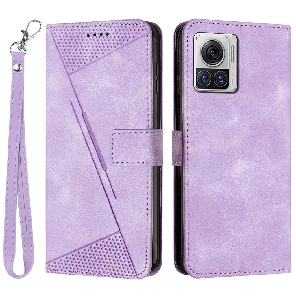 Leather Cover for Motorola Moto X30 Pro 5G/Edge 30 Ultra 5G,Triangle Imprint Wallet Stand Anti-drop Phone Case with Strap