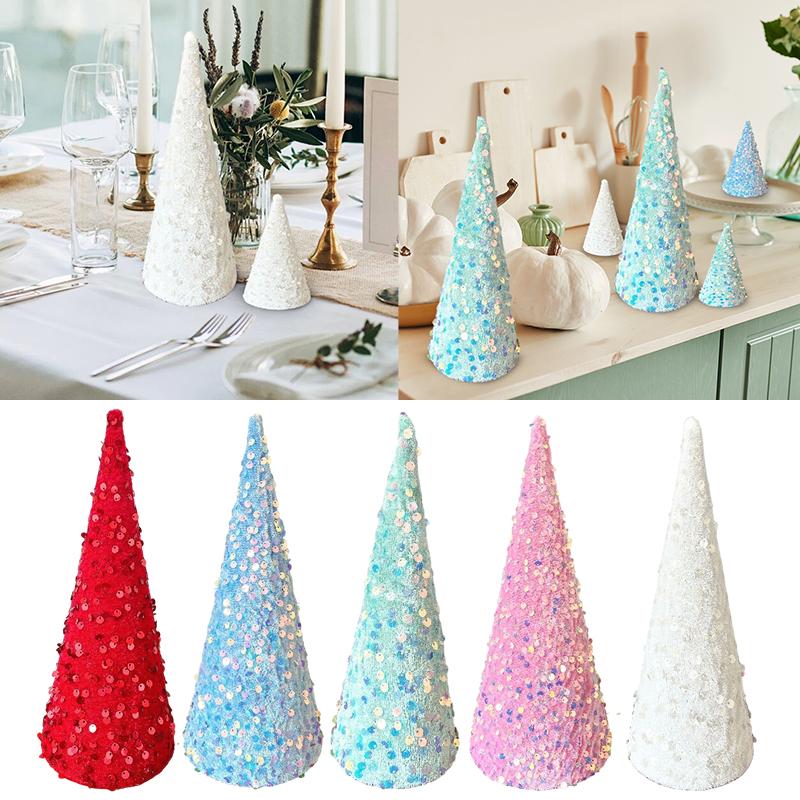 

1PC Conical Props Mini Glitter Tree Party Christmas Tree Ornaments Chirstmas Table Tree Decorations Valentine s Day 10cm рожевий