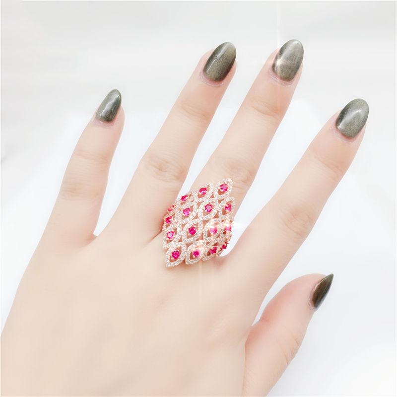 Purple Gold Luxury Court Rose Ruby Ring Rose Gold Plated Diamond Ring Women