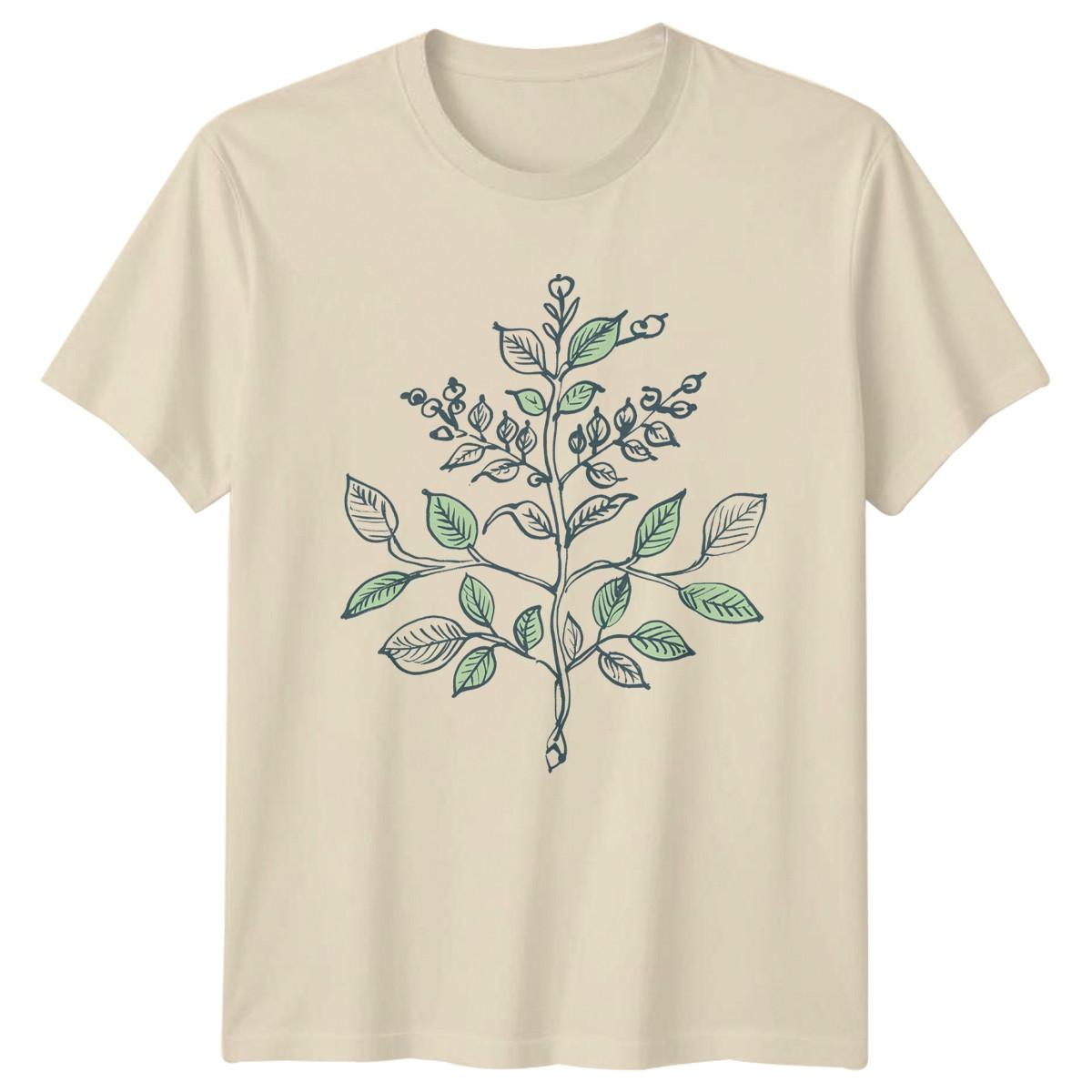 Minimalist Botanical Plant Design T-Shirt Line Art Nature Birthday Gift S