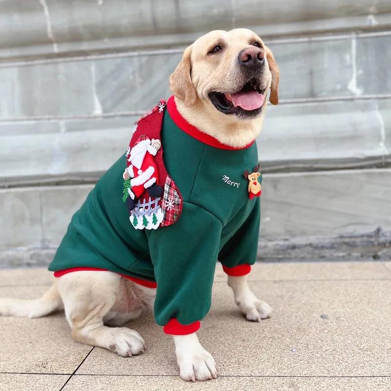 

Dog Clothes Large Dog Winter Red Pet Christmas Winter Clothes Labrador Plush To Keep Warm Golden Retriever Samoyed Clothes 7(12.5-16.5KG)