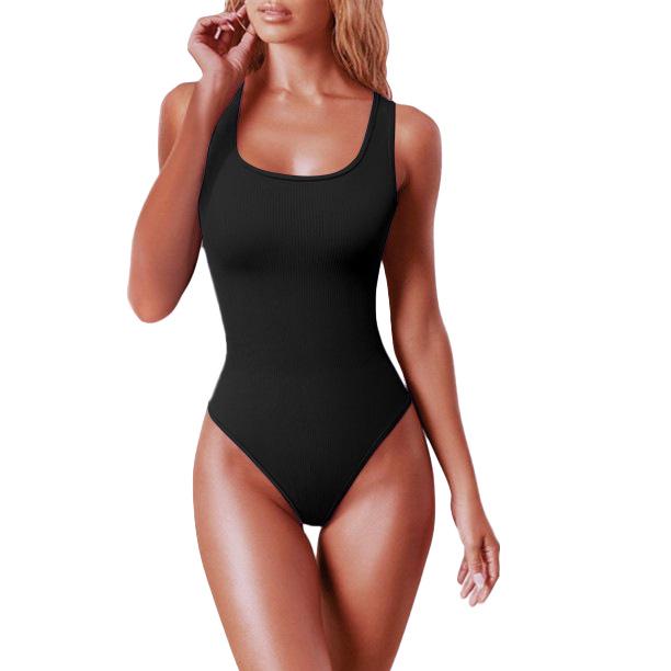 Women's Solid Color U-Neck Sleeveless Tank Top Bodysuit
