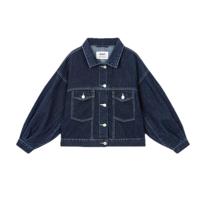 2025 Damen Europäischer Stil Locker Kurz Jeansjacke - Tiefblau Frühjahrsedition
