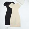 Retro collar dress women's summer new thin waist pure desire to open fork Spice girl hip wrap medium and long dress children
