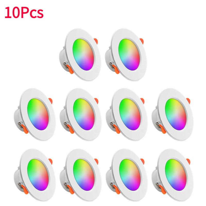1-15Pcs LED Downlight WiFi 10W 85-265V Dimmable Spot Light Recessed Round Light Spot Bluetooth-Compatible Lamp Atmosphere