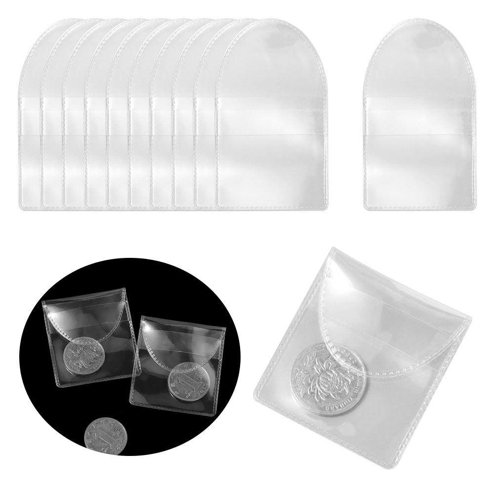 20pcs PVC Coin Protector Pouch Single Pocket Clear Plastic Sleeves Pocket Coin Sleeves  Jewelry