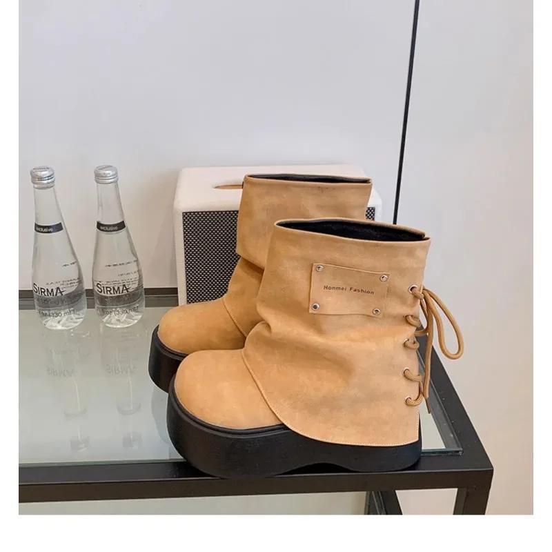 Ankle Boots Female Shoes Boots-Women Low Ladies Riding Rock Autumn Lolita Black Motorcycle Boots Women's Boots Winter