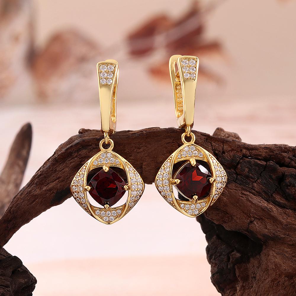Light Luxury Natural Garnet Gemstone Jewelry Set S925 Silver Pendant Necklace Earring Fine Jewelry Women's Anniversary Gifts