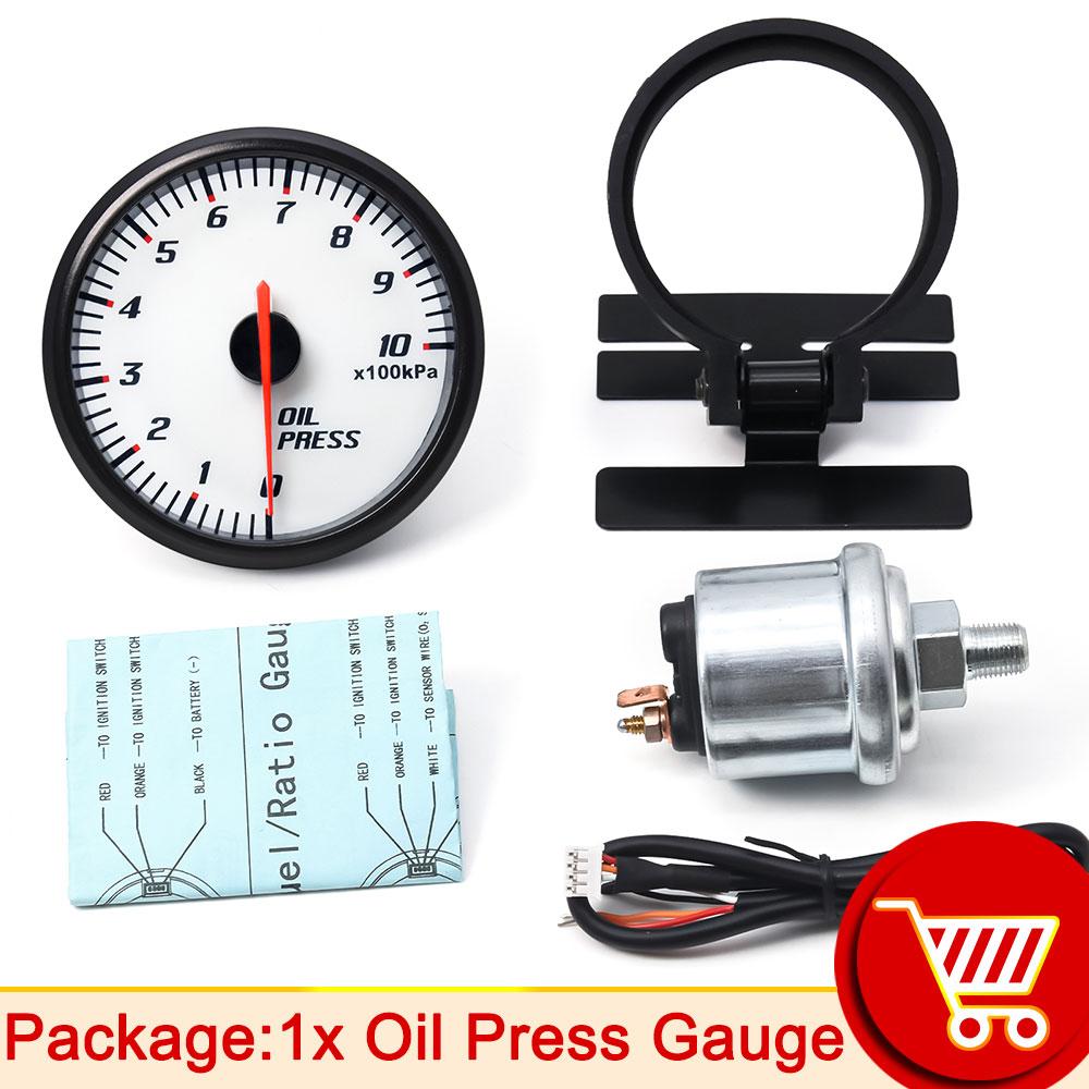 60MM Car Water Temperature Gauge 20-130 Celsius With Water Temp Sensor 10mm Tachometer Boost Voltmeter Vacuum Oil Press Gauge