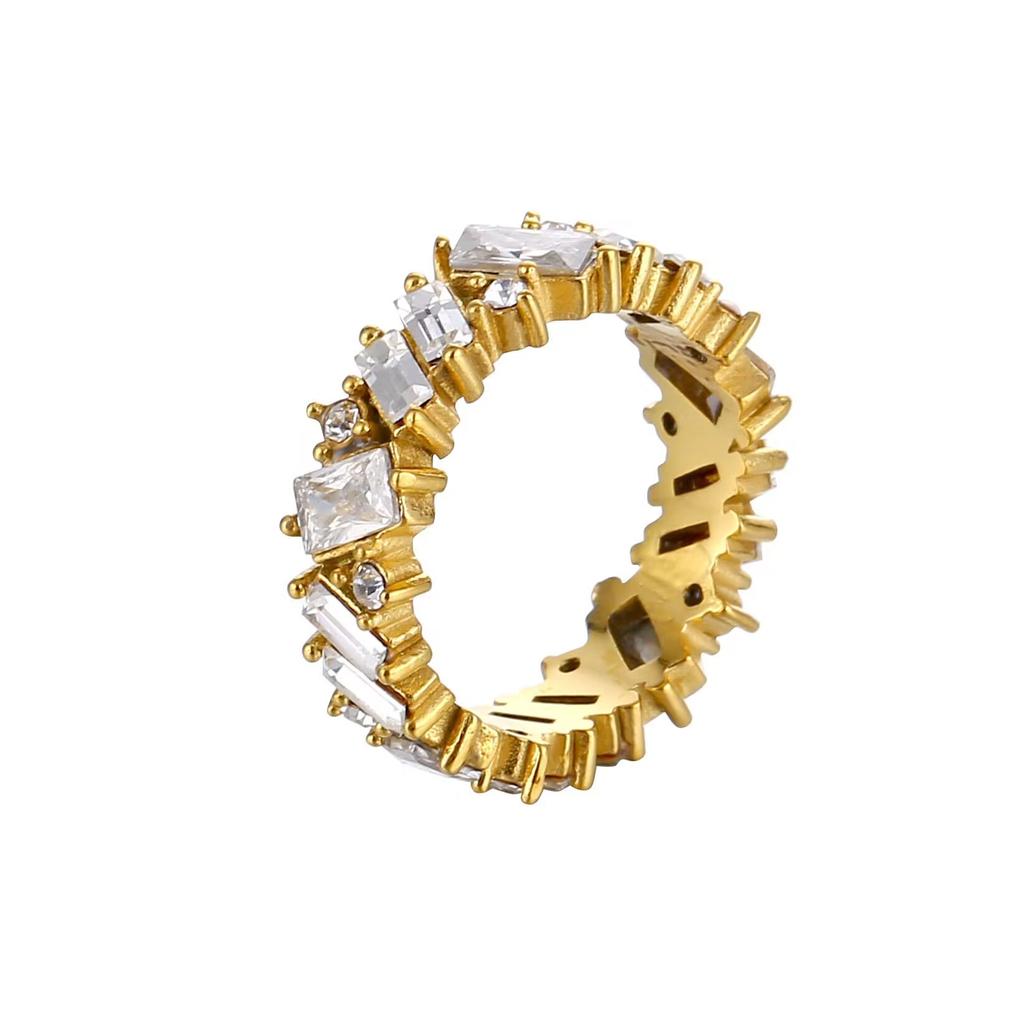 Anello Minimalista in Acciaio Inossidabile a Forma di Cuore Amore Vuoto per Donne Anelli con Zirconi Intarsiati Colore Oro Impermeabile Gioielli Moda Romantica