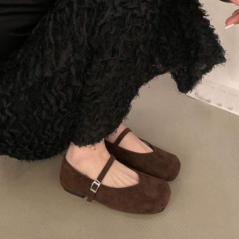 Fashion Fashion Shallow Footwear Buckle Strap Women Mary Janes Flats Shoes Luxury Female Square Toe Ladies Flats With Shoes 2025 New