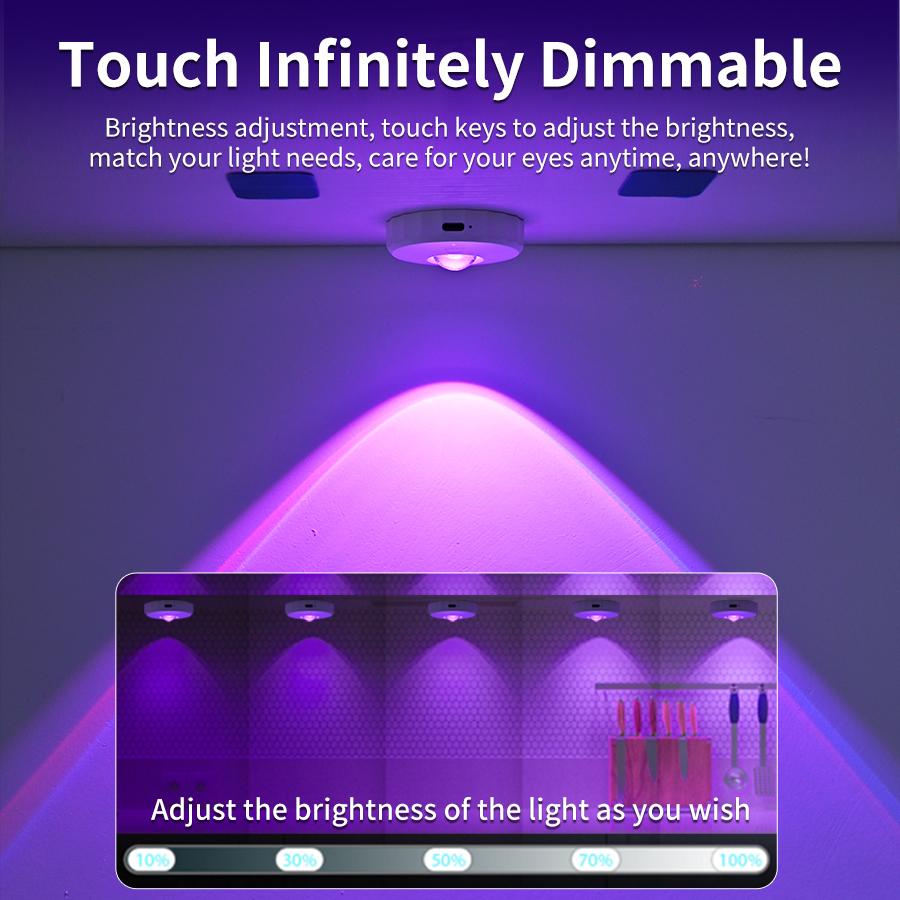 1-4 Pack RGB Led Night Light with Remote Control Rechargeable Under Cabinet Light Spotlight for Display Closet Wireless Dimmabl