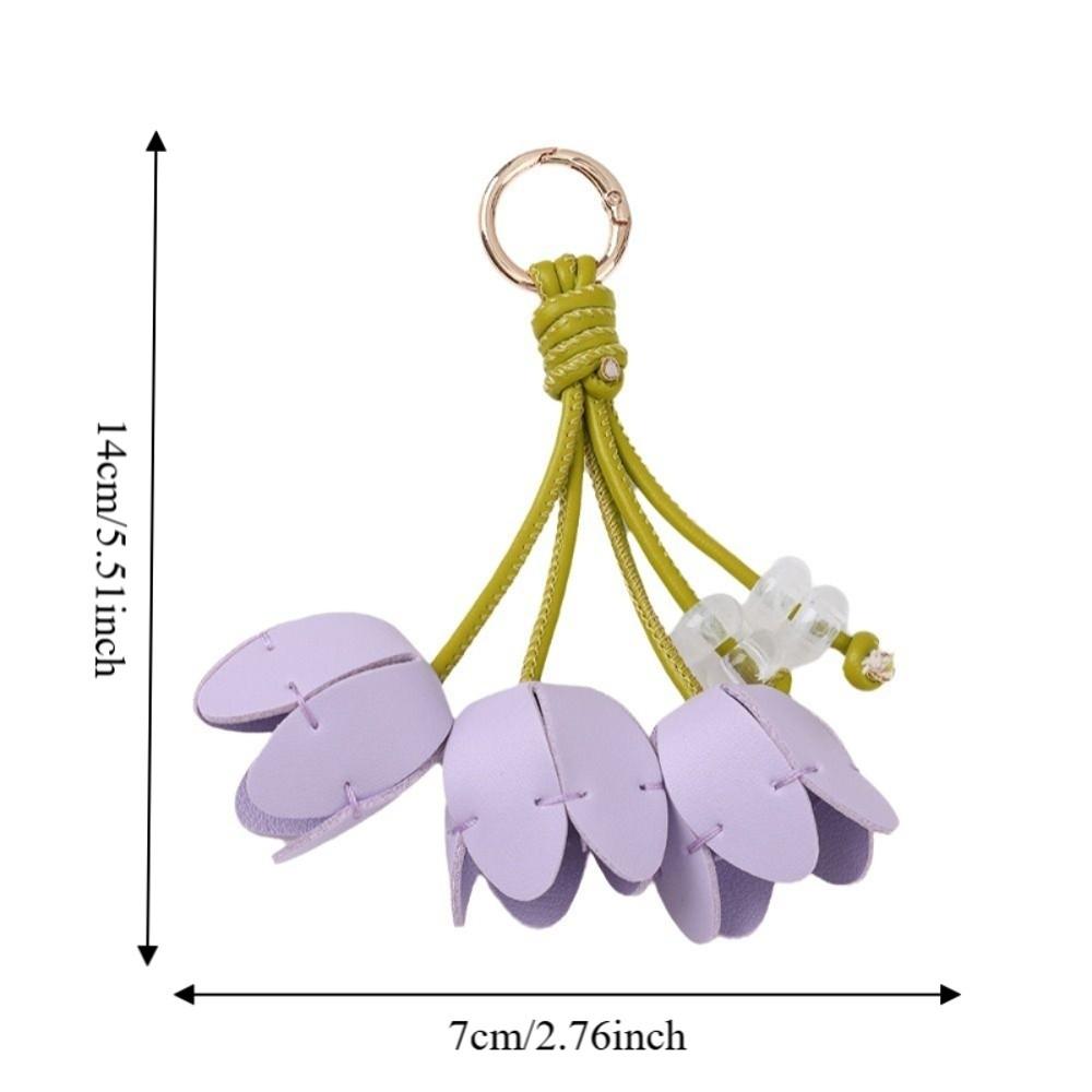 Tulip Shape Bag Charm Gold Tone Decorative Charm Elegant Keychain Pendant Gift Accessory