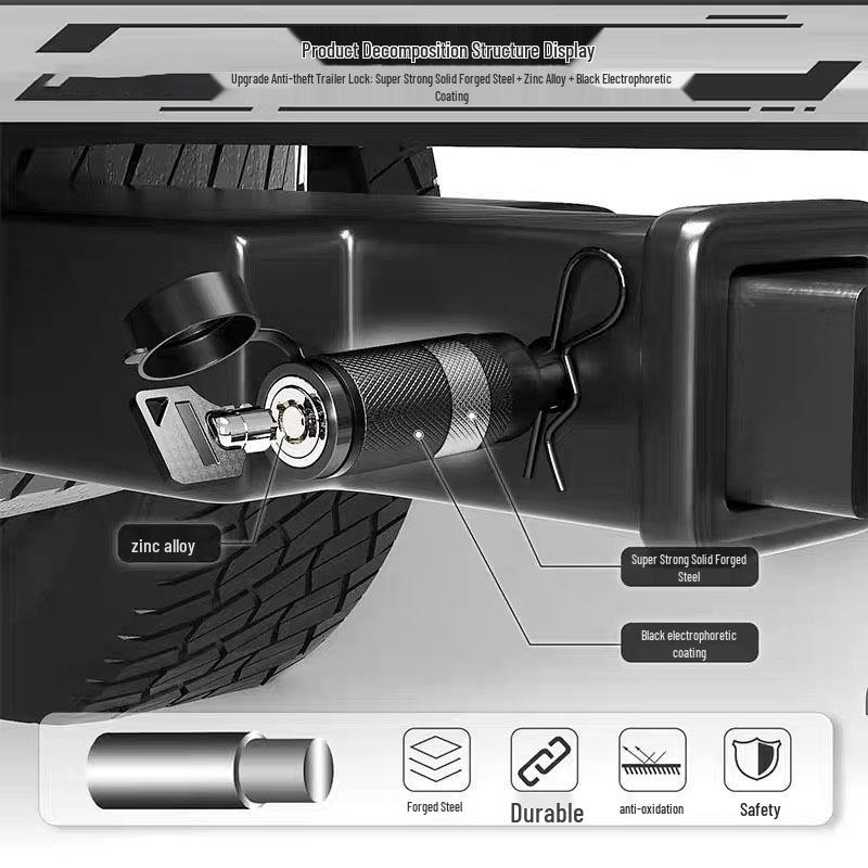 Universal Hitch Pin Trailer Receiver Lock with Anti-Corrosion Strap & 2 Keys for Anti-Theft Protection