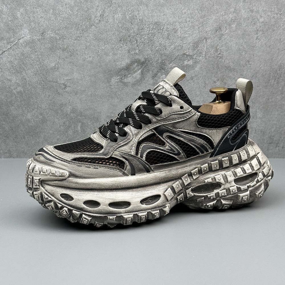 

Подошва старой покрышки для папы толстая подошва невидимая сетка для увеличения высоты дышащая модная тенденция мужская обувь нишевая модная обувь 39