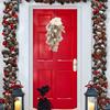 Hanging Farmhouse Glitter Artificial Flower Door Swag Xmas Teardrop Swag with Balls Pine Cone for Wall Front Door Party