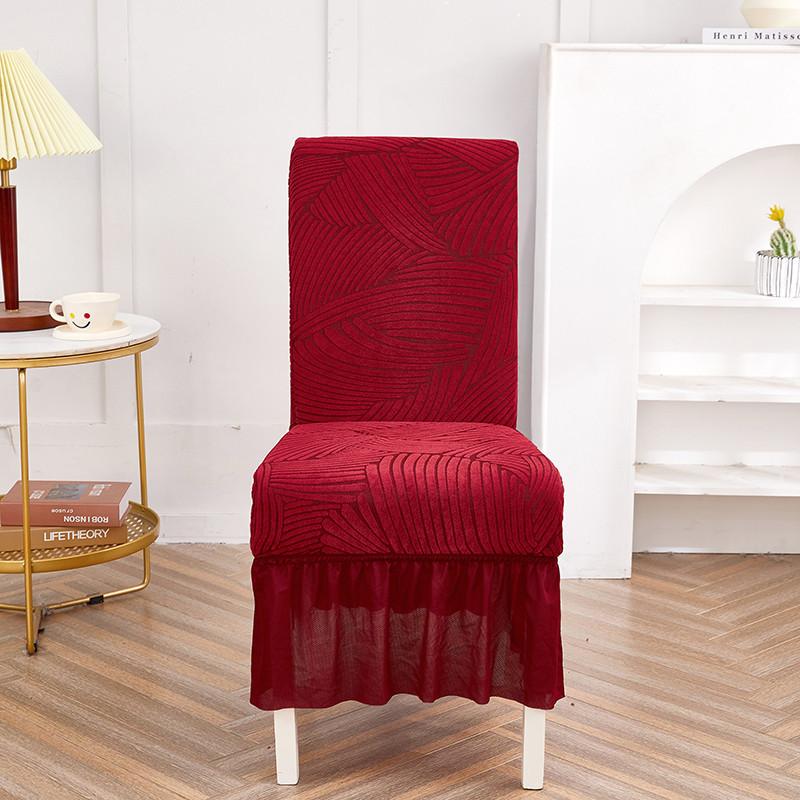 English Version Chair Cover Winter Thickened All-Inclusive Skirt Chair Cover Solid Color Corrugated Chair Cover