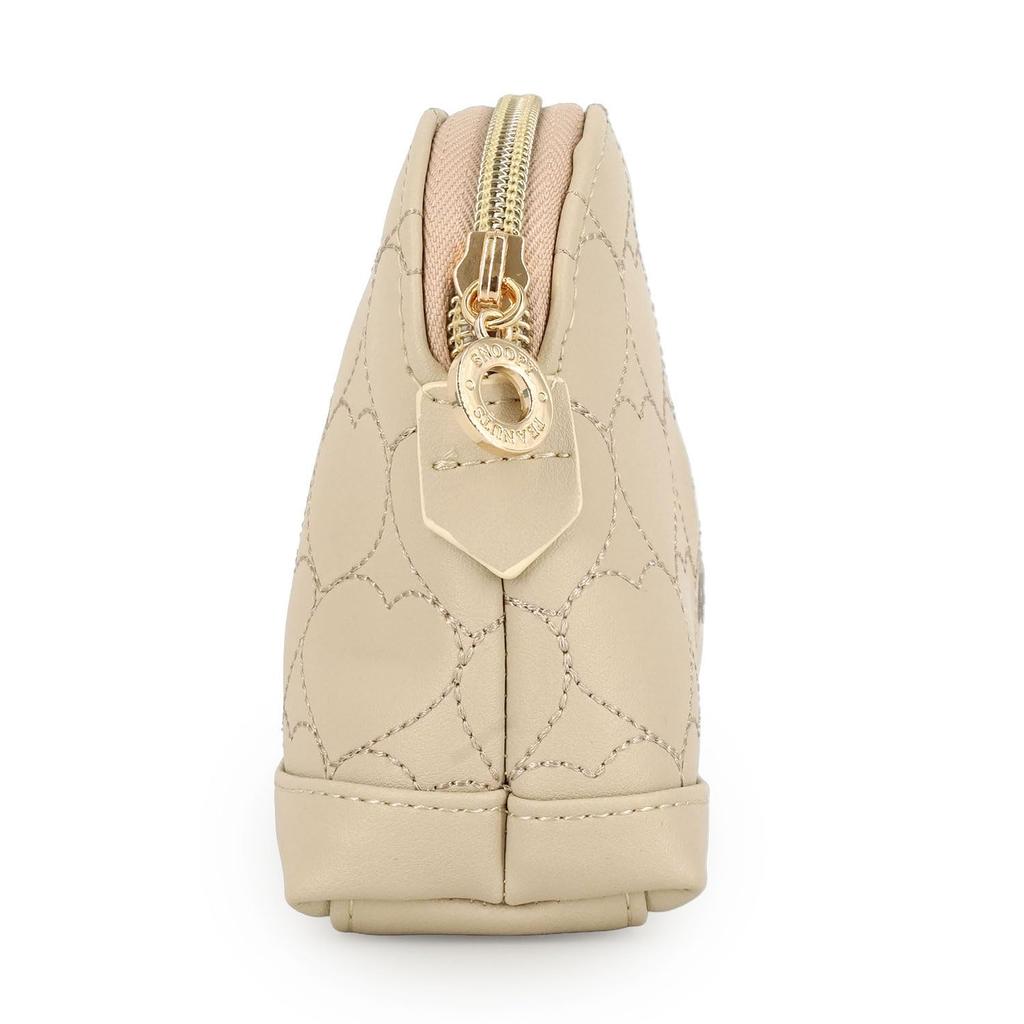 Snoopy Heart Quilted Series Shell-Shaped Pouch, Beige,