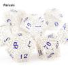 7 Pcs  White Blue Metal Dice Maze Hollow Metal Polyhedral Dice Set Suitable for Role-Playing RPG  Board Game Card Game