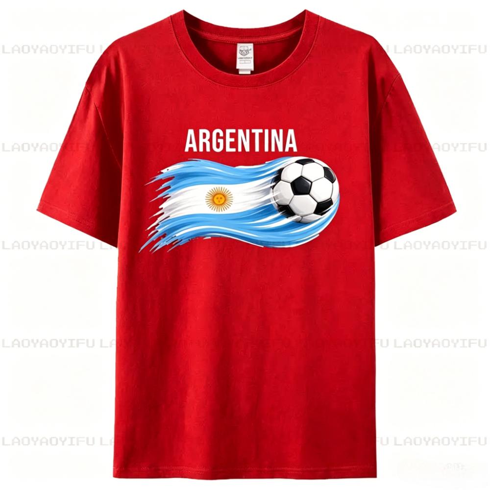 Patriotic Argentina Flag Soccer Fan Tee Argentina Soccer Printed Tshirt Soccer Part Supplies Clothing Men Women Cotton Tops S