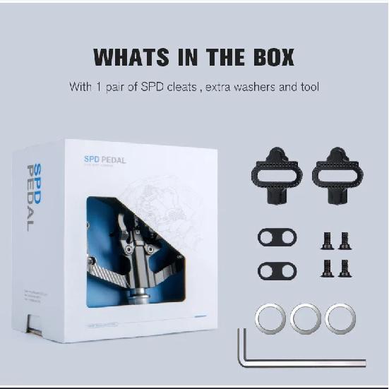 CXWXC Dual Function Platforms Flat / Clipless MTB Pedals SPD Cleats 3 Sealed Bearings Bike Pedals Road Bmx Pedals For Bicycle