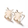 18K Gold-Plated Stainless Steel Spider Stud Earrings - Halloween Insect Design