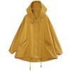DIMANAF 2023 Femmes Longueur Coupe-Vent femme Grande Irrégulière Coréenne Ample À Capuche Mode Jaune Grande Taille Point Ouvert