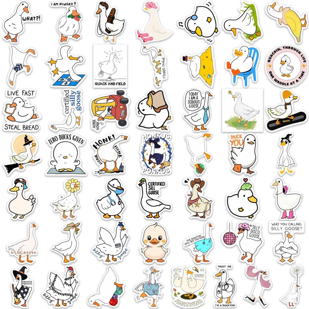 50 Cartoon Big White Goose Waterproof Decorative Notebook Stickers - DIY and Funny