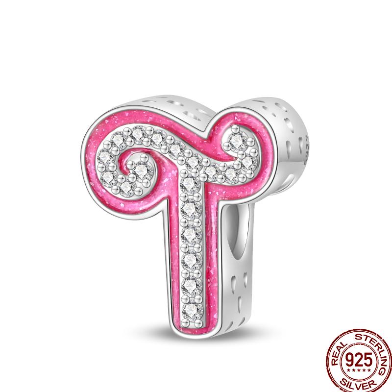 Copper Pink 26 Letters Valentine'S Day Gift Beads Suitable For Pan Original Bracelet Diy Birthday