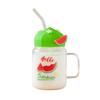 Beautiful Summer Transparent Fruit High Temperature Glass Cup Cute Large Capacity Cover Straw Student Female Milk Breakfast Cup Office