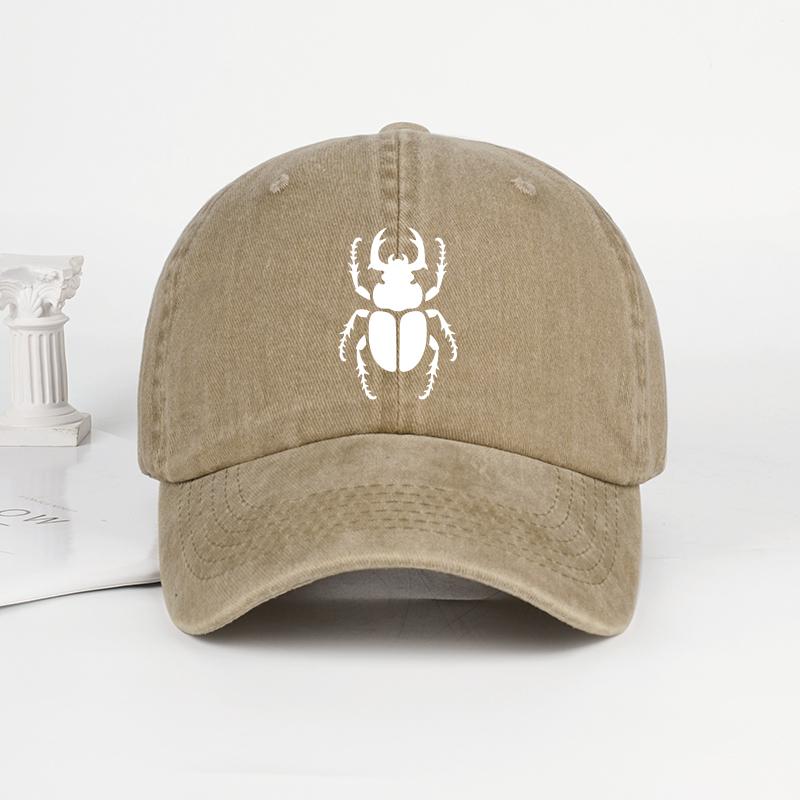 

MLFO Scarab Print Washed Baseball Cap Minimalist Cool Retro Style Daily Commute Outdoor Hiking Camping Holiday Gift