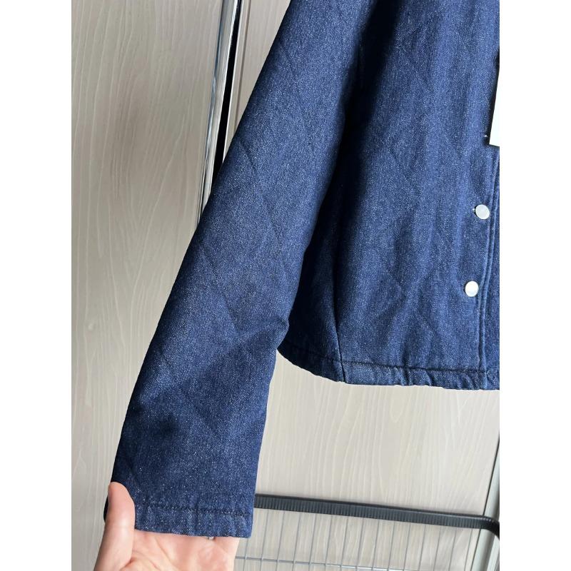 Džínová bavlněná bunda Bunda Podzim/Zima Nová Dámská Prošívaná Baseballový límec Dlouhý rukáv Klip Bavlněná bunda